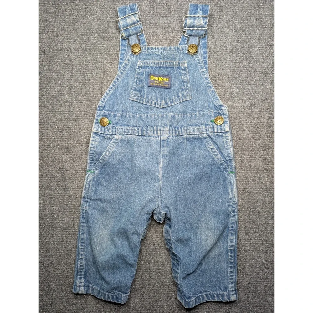Vintage OshKosh B'Gosh Vestbak Denim Overalls Baby Size 6‎ Months USA Made Blue